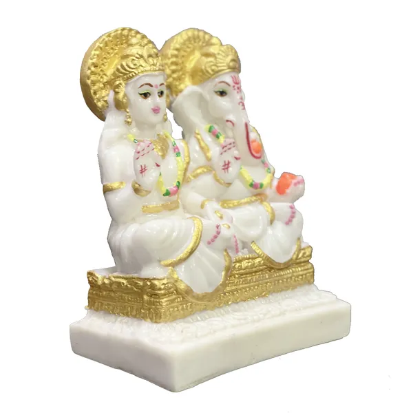 Off_White_&_Golden_Laxmi_Ji_&_Ganesh_Ji_Murti_Idol_Marble_Dust_Material_Best_For_Puja