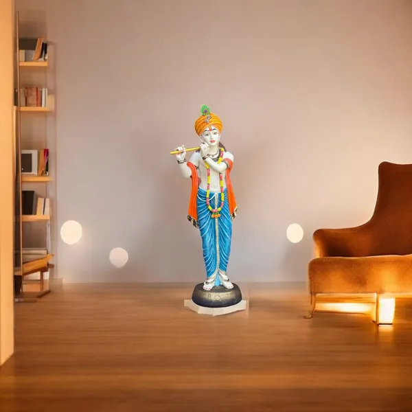 Multicolor_Standing_Pagadi_Krishna_Idol_With_Bansuri