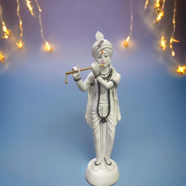 White_Standing_Beautiful_Krishna_White_Idol_With_Bansuri