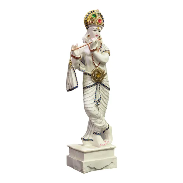 Cream_Standing_Krishna_With_Bansuri_Decorative_Look_Marble
