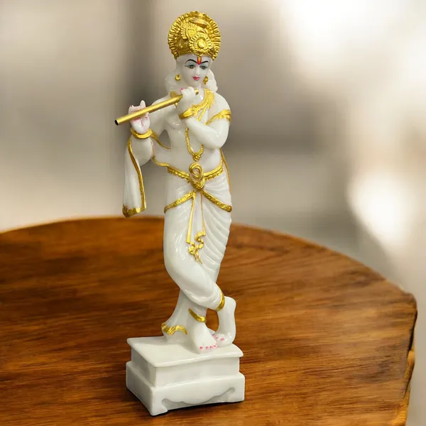 Off_White_Standing_Krishna_With_Bansuri_White_Marble_Look