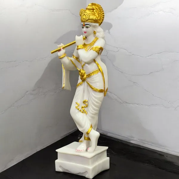 Off_White_Standing_Krishna_With_Bansuri_White_Marble_Look
