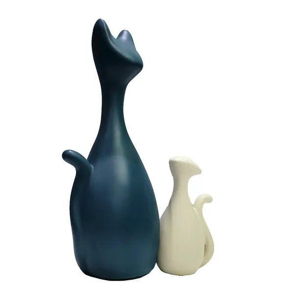 Blue_&_White_Cat_Statue_Resin_Showpiece
