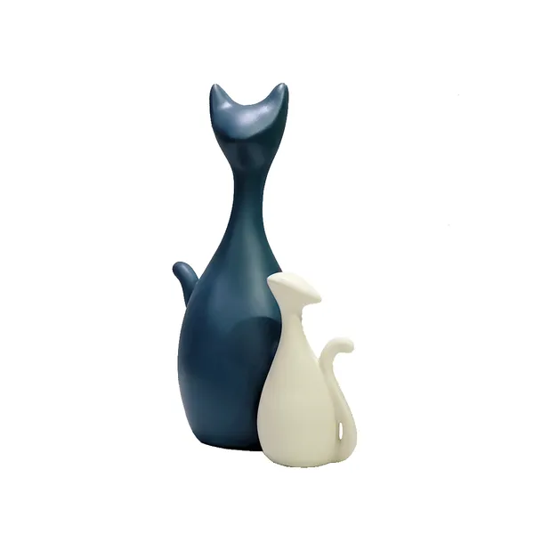 Blue_&_White_Cat_Statue_Resin_Showpiece