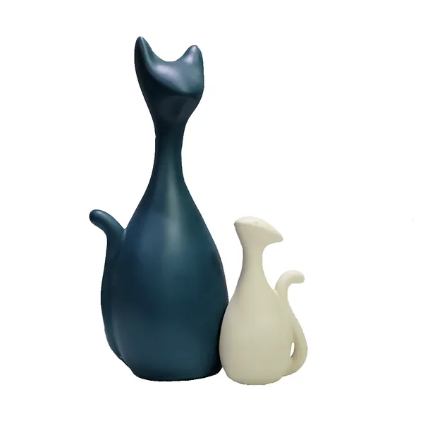 Blue_&_White_Cat_Statue_Resin_Showpiece