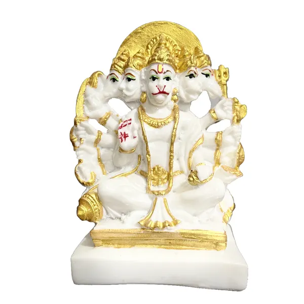 Cream_Panchmukhi_Hanuman_Statue_Look_White_Marble