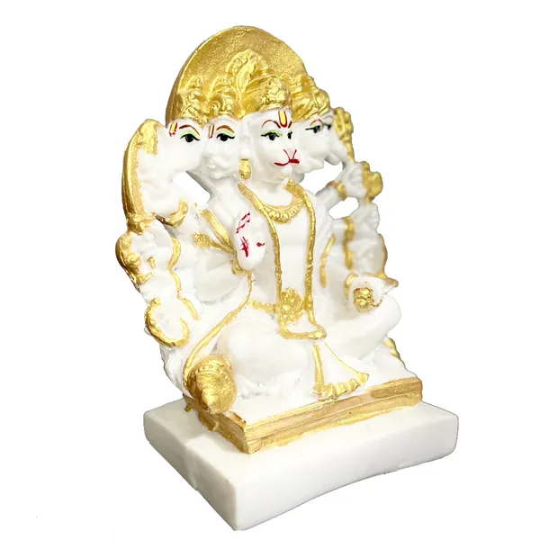 Cream_Panchmukhi_Hanuman_Statue_Look_White_Marble