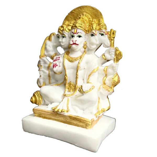 Cream_Panchmukhi_Hanuman_Statue_Look_White_Marble