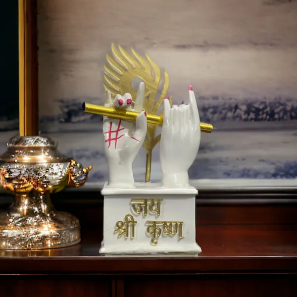 White_Krishan_Hand_With_Flute_Home_Decor_Idol
