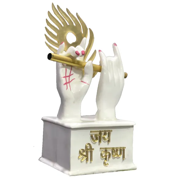 White_Krishan_Hand_With_Flute_Home_Decor_Idol