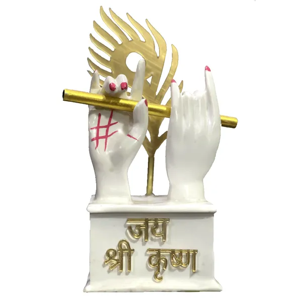 White_Krishan_Hand_With_Flute_Home_Decor_Idol