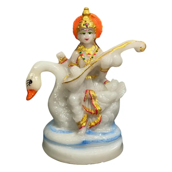 White_Maa_Saraswati_Idol_Marble_Look_Murti_Best_For_Home_Temple
