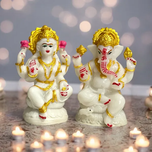 Off_White_&_Golden_Lord_Laxmi_Ganesh_Murti_Idol_Look_Marble_Best_For_Puja
