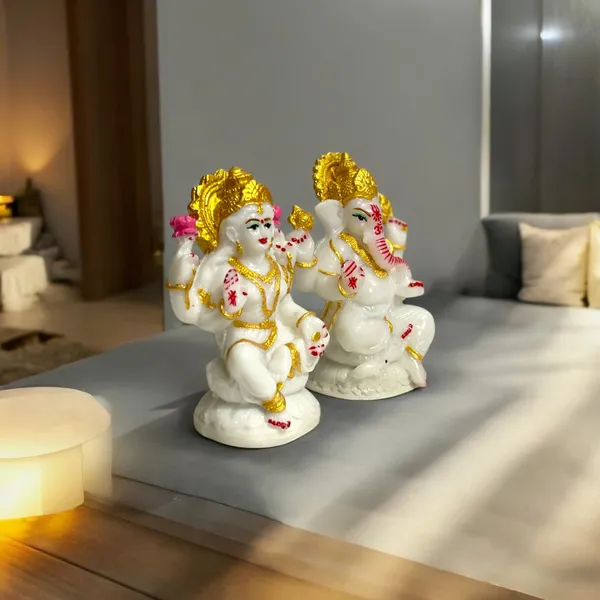 Off_White_&_Golden_Lord_Laxmi_Ganesh_Murti_Idol_Look_Marble_Best_For_Puja
