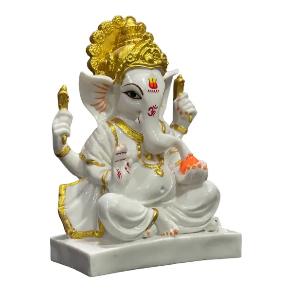 Off_White_&_Golden_Ganesha_Marble_Statue_Best_Gift_For_Griha_Pravesh