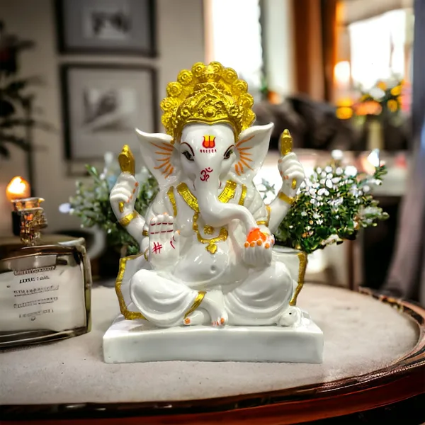 Off_White_&_Golden_Ganesha_Marble_Statue_Best_Gift_For_Griha_Pravesh
