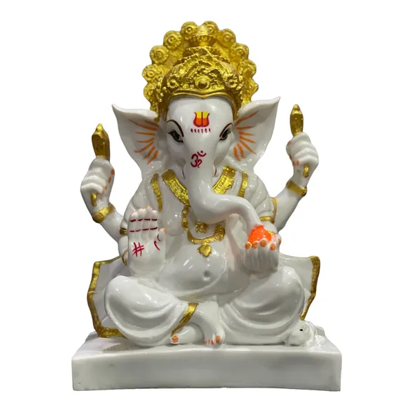 Off_White_&_Golden_Ganesha_Marble_Statue_Best_Gift_For_Griha_Pravesh