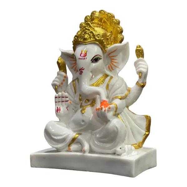 Off_White_&_Golden_Ganesha_Marble_Statue_Best_Gift_For_Griha_Pravesh