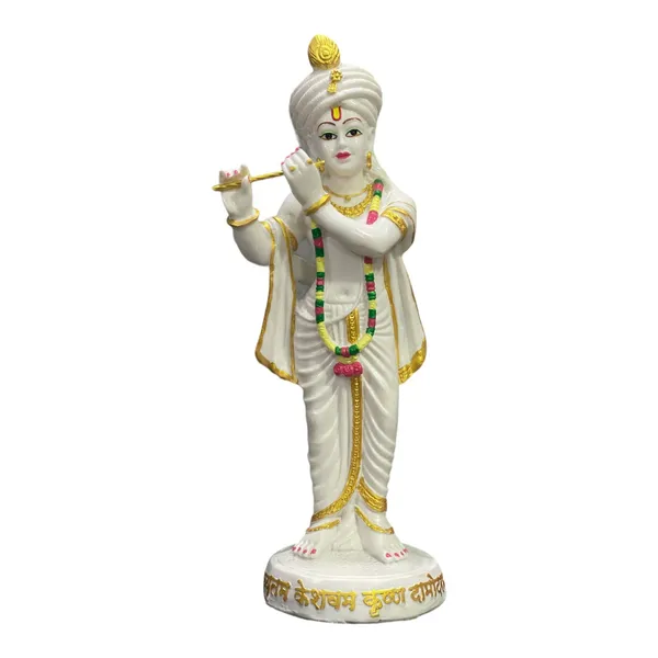 Cream_Standing_Krishna_With_Bansuri_Lord_Keshav_Idol