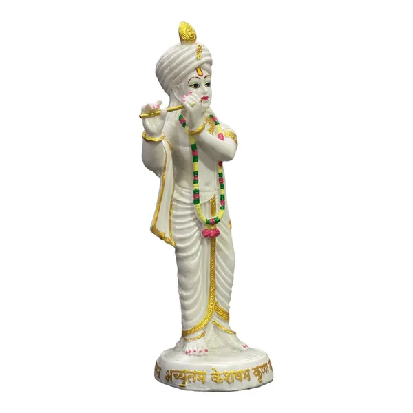 Cream_Standing_Krishna_With_Bansuri_Lord_Keshav_Idol