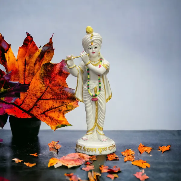 Cream_Standing_Krishna_With_Bansuri_Lord_Keshav_Idol