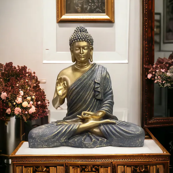 Grey_&_Golden_Symbol_Of_Peace_Meditating_Buddha_Statue_Home_Decor_Idol