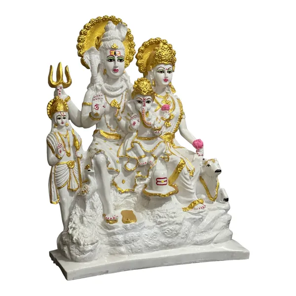 Off_White_&_Golden_Lord_Shiv_Parvati_Ganesh_Kartikeya_Shiv_Parivar_Marble_Look_Shiv_Parivar