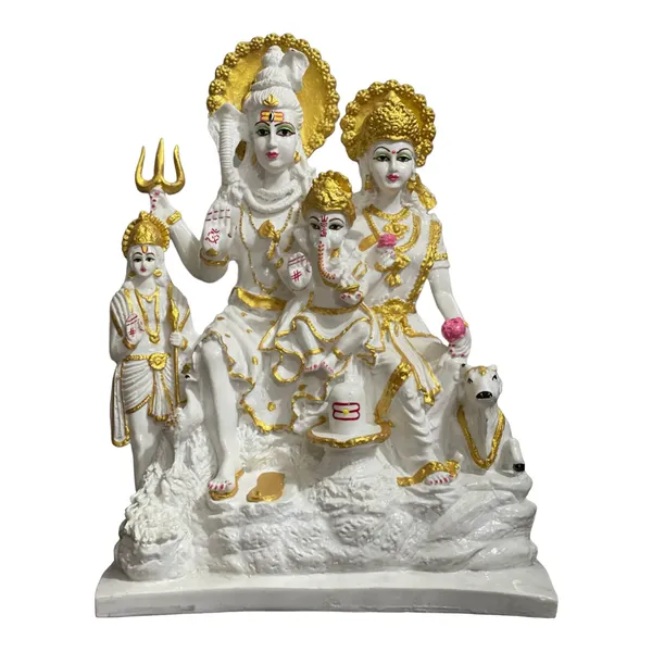 Off_White_&_Golden_Lord_Shiv_Parvati_Ganesh_Kartikeya_Shiv_Parivar_Marble_Look_Shiv_Parivar
