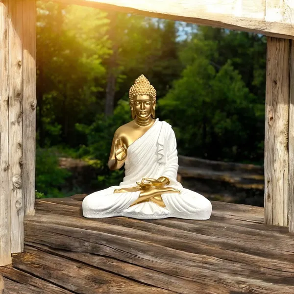 White_&_Golden_Meditating_Buddha_Mudra_Showpiece_Home_Decor_Idol