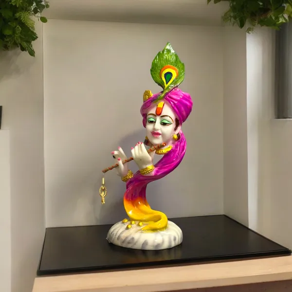 Multicolor_Curved_Pagadi_Krishna_With_Basuri_Marble_Look_Colourful_Idol