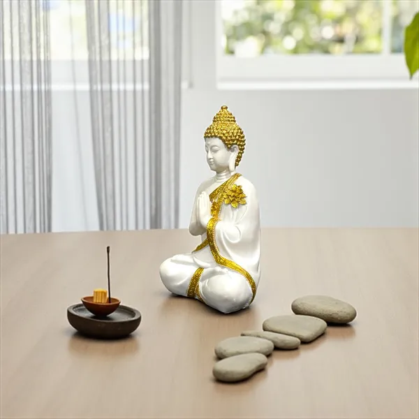 Off_White_&_Golden_Anjali_Mudra_Buddha_Composite_Look_Marble_Idol_Hand_Pose_The_Best_Gift_For_Friends