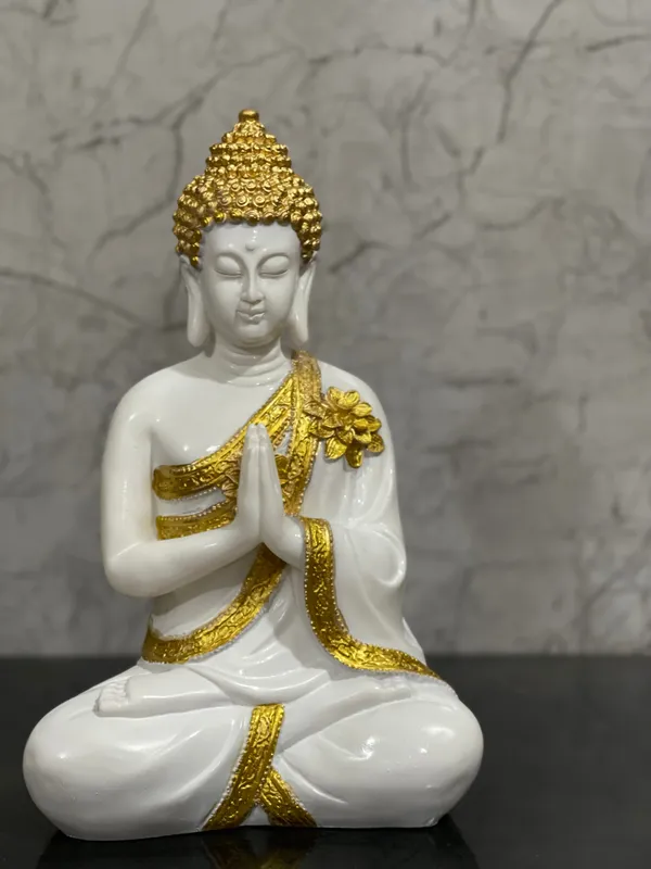 Off_White_&_Golden_Anjali_Mudra_Buddha_Composite_Look_Marble_Idol_Hand_Pose_The_Best_Gift_For_Friends