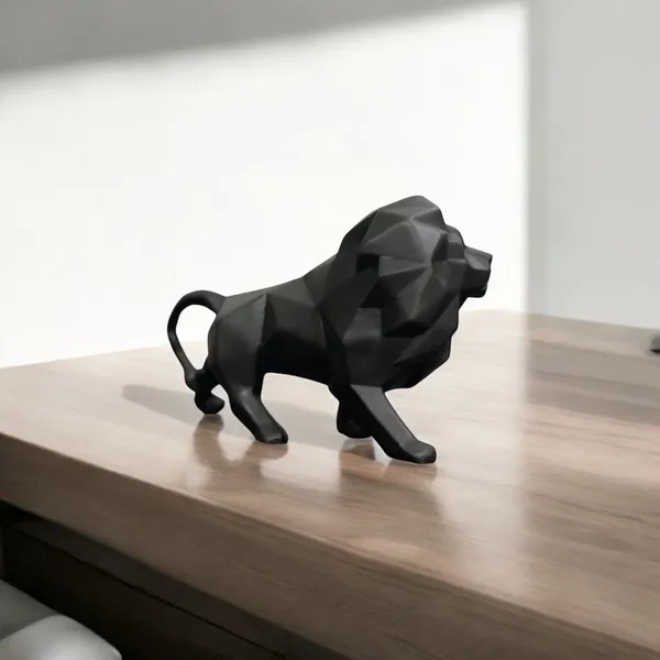 Black_A_Prowling_Lion_With_A_Modern_Geometric_Shape_Showpiece_Best_For_Gifting_Office_Home_Decor
