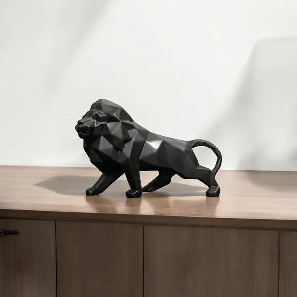 Black_A_Prowling_Lion_With_A_Modern_Geometric_Shape_Showpiece_Best_For_Gifting_Office_Home_Decor