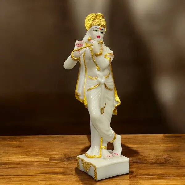 Off_White_Standing_Krishan_Golden_Idol_Marble_Look_Murti_Statue