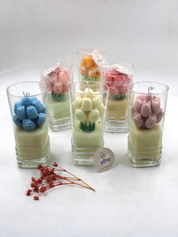 Tulip__bouquet_glass(bouquet)Candle_For_Home,Office,Living_Room