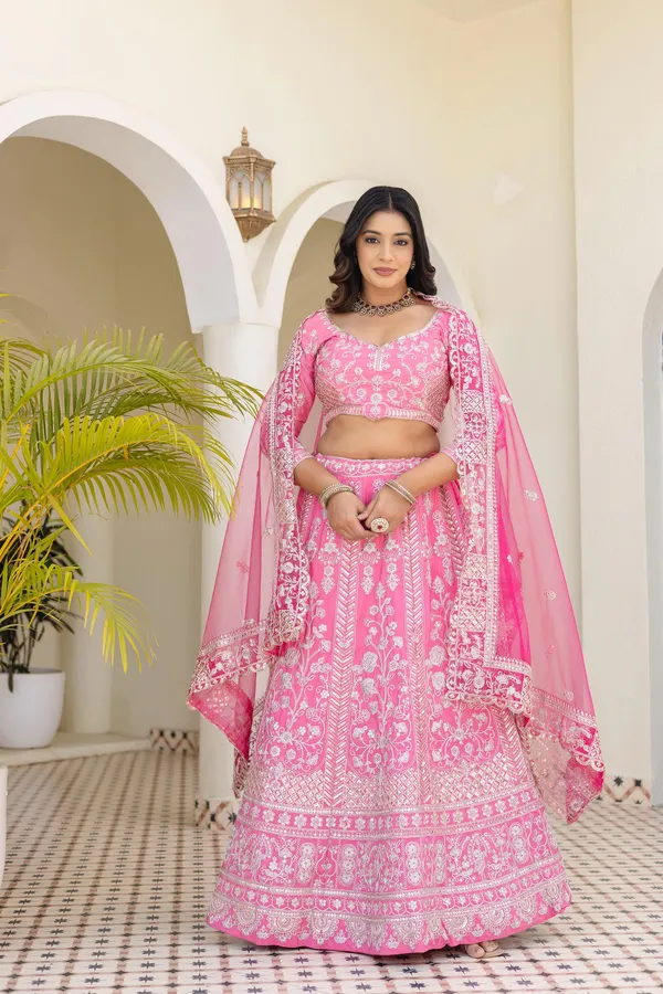 Hot_Pink_Crepe_Silk_Embroidered_Lehenga_Choli_with_Jari_Work_&_Dupatta