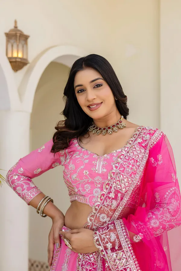 Hot_Pink_Crepe_Silk_Embroidered_Lehenga_Choli_with_Jari_Work_&_Dupatta