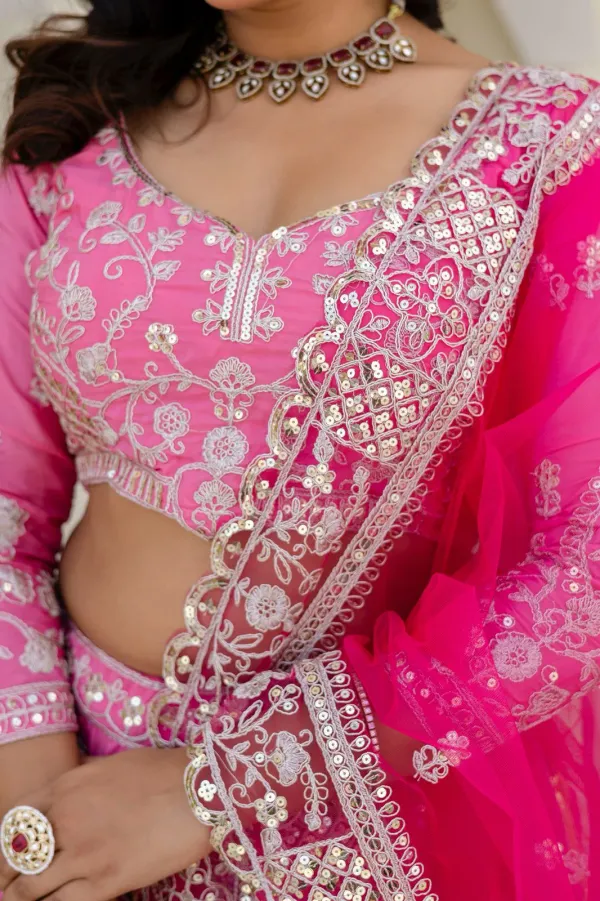 Hot_Pink_Crepe_Silk_Embroidered_Lehenga_Choli_with_Jari_Work_&_Dupatta