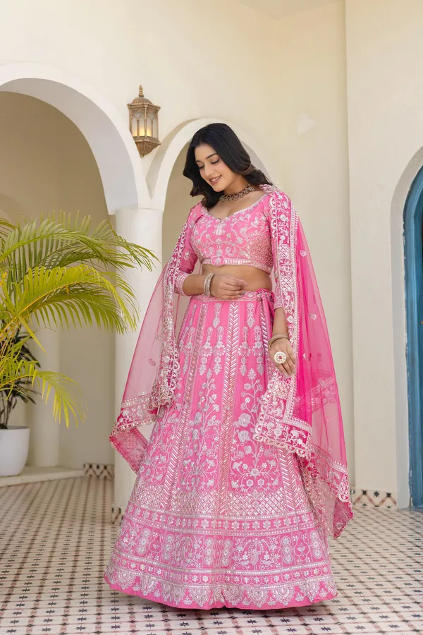 Hot_Pink_Crepe_Silk_Embroidered_Lehenga_Choli_with_Jari_Work_&_Dupatta