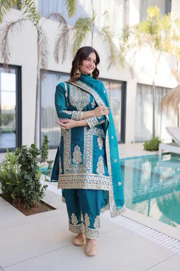Ruhani_Teal_Silk_Suit