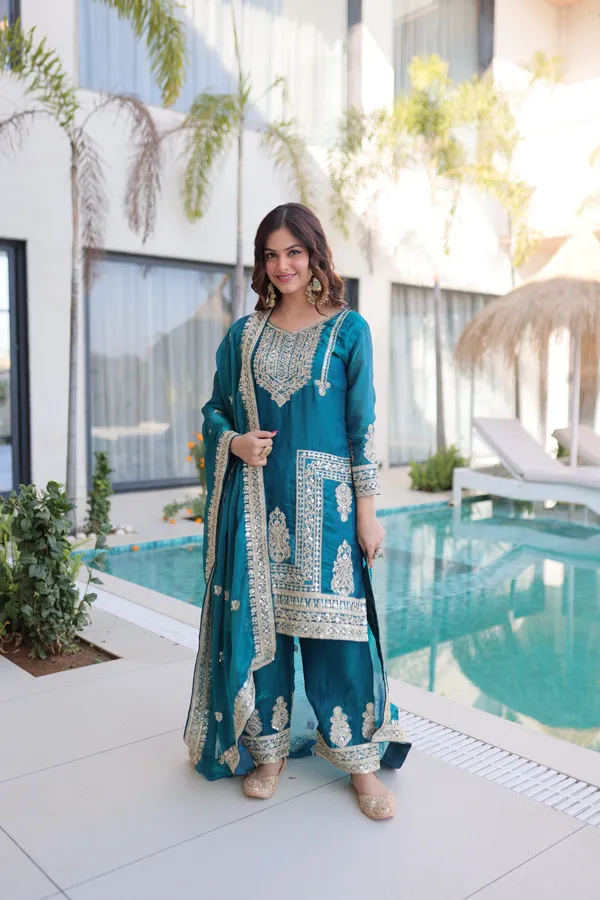 Ruhani_Teal_Silk_Suit