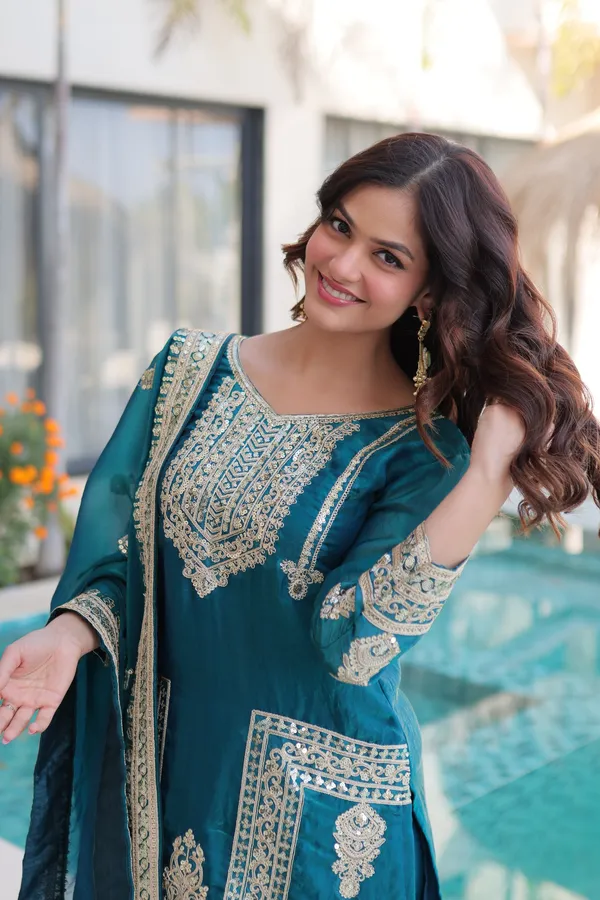 Ruhani_Teal_Silk_Suit