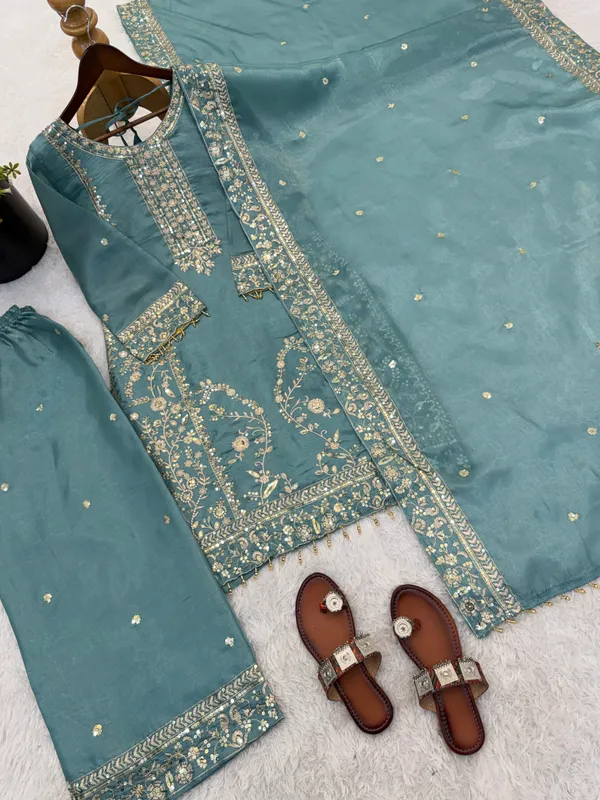 Meher_Teal_Silk_Suit_Set