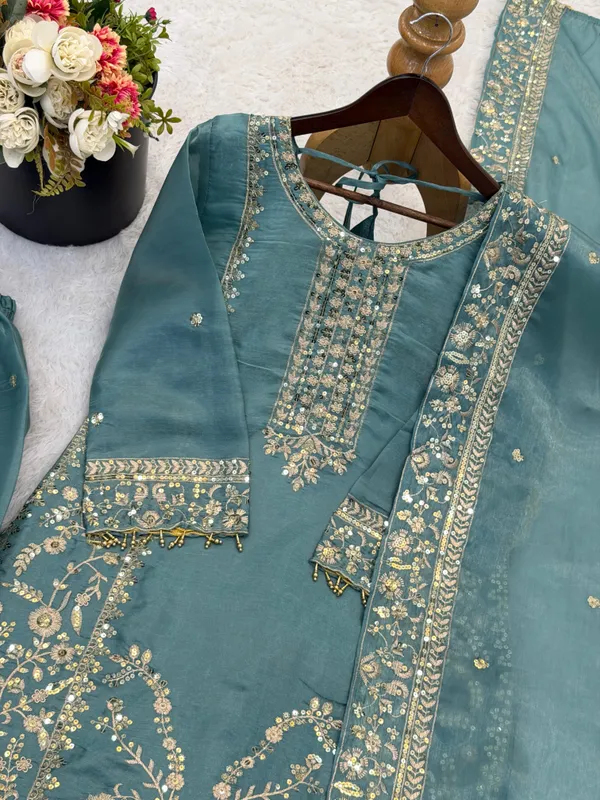 Meher_Teal_Silk_Suit_Set