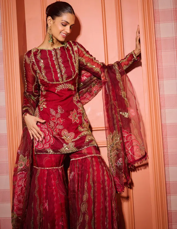 Mehr-e-Laal_Mirrorwork_Sharara