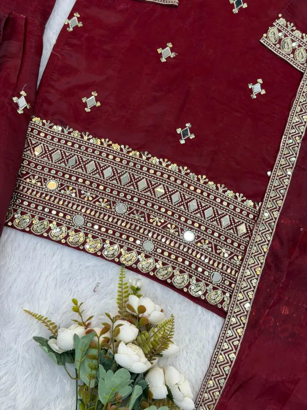 Mehraab_Maroon_??Embroidered_Sharara