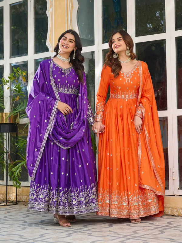 Sunset_Orange_Gown_Set