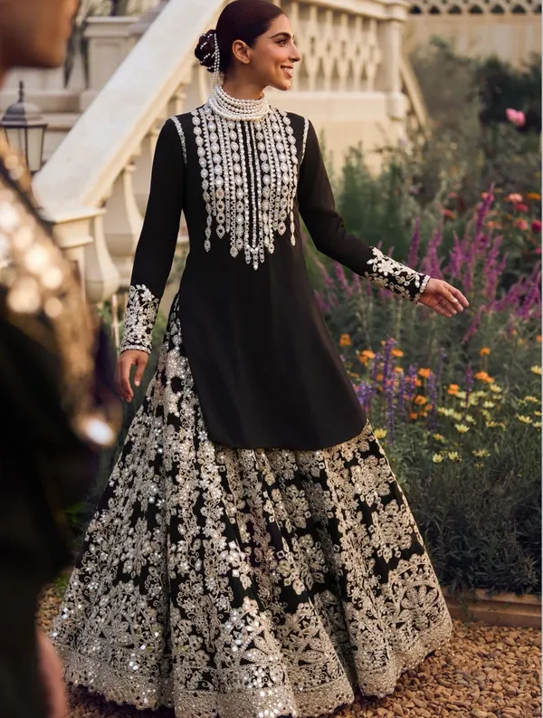Black_Chinon_Sequence_Embroidered_Lehenga_For_Women