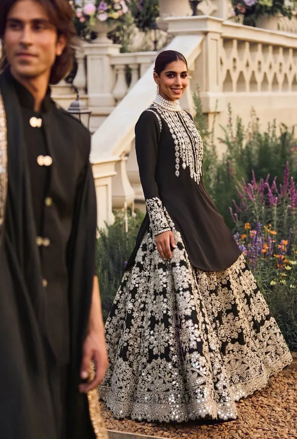 Black_Chinon_Sequence_Embroidered_Lehenga_For_Women